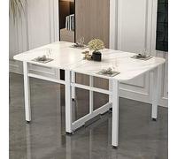 Space-Saving Folding Dining Table - Adjustable Kitchen Table with Metal Bracket & Feet, Versatile 100cm/39.3in for Small Spaces, Modern White Design