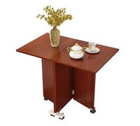 Space-Saving Folding Dining Table with 6 Wheels Drop Leaf Design for 4 Versatile Foldable Table in Walnut Finish for Kitchen Restaurant Bedroom - 80x50x65cm