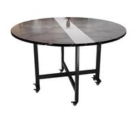 Space-Saving Folding Dining Table with Wheels - Extendable Drop Leaf Portable Kitchen & Apartment Table, Sturdy Frame, Grey, 62.9x29.5in (160x75cm)