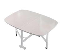 Space-Saving Folding Drop Leaf Dining Table - Extendable Wooden Butterfly Table on Wheels, Portable Kitchen Desk for Small Spaces, Apartments & Compact Rooms with Round Edges