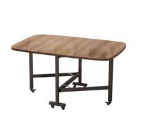 Space-Saving Folding Drop Leaf Dining Table - Extendable Wooden Butterfly Table on Wheels, Portable Kitchen Desk for Small Spaces, Round Edges Ideal for Apartments & Small Rooms