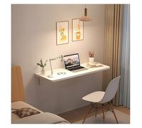 Space Saving Folding Wall Desk Wall-Mounted Table for Small Spaces Ideal for Home Office Laundry Room Garage Basement - White Wood (80 x 24cm)