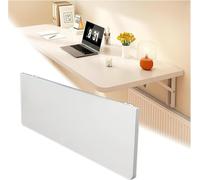 Space Saving Folding Wall Desk Wooden Wall Mounted Table for Laptop & Breakfast Compact Drop Leaf Design 60x40cm (23.6x15.7in) Stylish White Finish