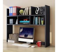 Space-Saving Freestanding Wooden Desktop Bookshelf - Stylish Black Countertop nizer with Shelves for Home Office & Dorm Room - 27.6'' Computer Desk Storage Solution
