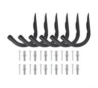 Space Saving Garage Hooks J Type Metal Tool Hangers Pack of 6 for Home Organization and Storage Solutions (Black)