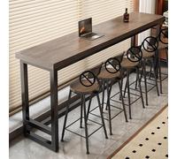 Space Saving Grey Oak Narrow Dining Table for Small Spaces 140x30x105cm Bar Table Ideal for Kitchen Living Room Balcony & Dining Area Modern Design