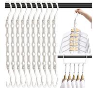 Space Saving Hangers, 10PCS Magic Hangers, 5 Holes Sturdy Plastic Hanger Clothes Organizer, Closet Organizers and Storage, Space Saver Hangers Organization, College Dorm Room Essentials (White)