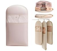 Space Saving Hanging Garment Bag with Self Compressing Zipper, 2025 Upgrade Space Saver Clothe Organizers, Down Jacket Dust Cover, Clothes Storage Coat Bag (Pink, Large,1Pcs)
