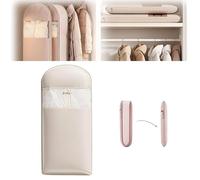 Space Saving Hanging Garment Bag with Self Compression Zipper,Space Saver Closet Organizers,Dust Cover Clothes Storage Bags for Down Coat,Reusable Hanging Garment Bag for Wardrobe Storage (Beige, L)