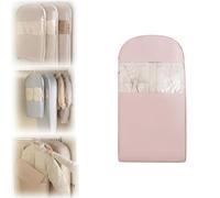 Space Saving Hanging Garment Bag with Self Compression Zipper,Space Saver Closet Organizers,Large Dust Cover Clothes Bags for Down Coat,Dust Cover Clothes Storage Bags (Pink, M)