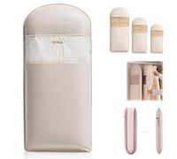 Space Saving Hanging Garment Bag with Self Compression Zipper, Space Saver Closet Organizers, Large Dusts Cover Clothes Bags for Wardrobe Storage & Travel (Beige,L)