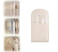 Space Saving Hanging Garment Bag, with Self Compression Zipper, Ultra Space Saving Self Compression Organizers, Dust Cover Clothes Storage Bags for Down Coat, Jacket, Shirt, Suit (Beige, M, 2pcs)