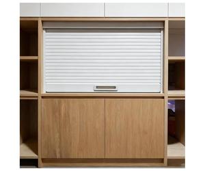 Space-Saving Kitchen Cupboard Tambour Door Kit - White & Black Folding Sliding Doors, Durable Plastic Sideboard Roller Doors with Handle & Rails (69x86cm/27x34in)