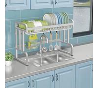 Space-Saving Kitchen Dish Rack Over Sink with Drain Tray, Single-Layer Bare Frame (85cm/33in) - Ideal for Countertop and Over-the-Sink Use