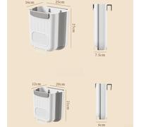 Space saving kitchen hanging rubbish bin with foldable design, large capacity for kitchen waste, built in scraper for mess reduction, easy to move and no bending needed (white2)