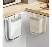 Space saving kitchen hanging rubbish bin with foldable design, large capacity for kitchen waste, built in scraper for mess reduction, easy to move and no bending needed (Gray2)