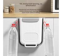 Space saving kitchen hanging rubbish bin with foldable design, large capacity for kitchen waste, built in scraper for mess reduction, easy to move and no bending needed (white)