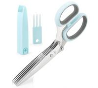 Space Saving Kitchen Scissors with Dishwasher, Blue Gray | Cover for Fast Chopping and Shredding Tasks, Vegetable Cutting for Home Kitchen Use