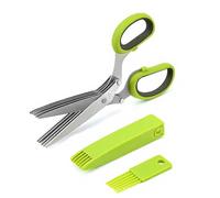 Space Saving Kitchen Scissors with Dishwasher, Green Gray | Cover for Fast Chopping and Shredding Tasks, Vegetable Cutting for Home Kitchen Use