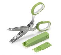 Space Saving Kitchen Scissors with Dishwasher, Green White | Cover for Fast Chopping and Shredding Tasks, Vegetable Cutting for Home Kitchen Use