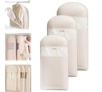 Space Saving Large Hanging Garment Bag with Self Compression Zipper,Space Saver Dust Cover Closet Organizers,Dustproof Clothes Covers Protector for Winter Down Coats Hanging Package (S:90*58*15cm)