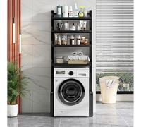 Space-Saving Laundry Rack for Washing Machine Carbon Steel Easy Installation Black Design Ideal for Bathroom & Laundry Room Sturdy H18