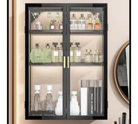 Space-Saving Metal Bathroom Wall Cabinet with Glass Door - Over-The-Toilet Storage for Bathroom Living Room & Kitchen - Stylish Hanging Cupboard for Small Spaces