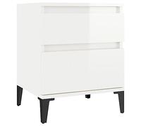 Space-Saving Mobile Cabinet - Set of 2 Multi-Functional High Side Tables in Smoke Oak 40x35x50 cm for Kitchen Living Room Bedroom and Office Storage Soluti,Bianco Lucido-40 x 35 x 50 cm (L x P x A)