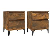 Space-Saving Mobile Cabinet - Set of 2 Multi-Functional High Side Tables in Smoke Oak 40x35x50 cm for Kitchen Living Room Bedroom and Office Storage Soluti,Rovere Fumo/2pz-40 x 35 x 50 cm (L x P x A)