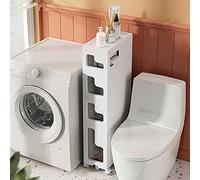 Space-Saving Mobile Cabinet with Drawer Bathroom Storage Unit with Arch Handle Double-Sided Hidden Sliding Cover 4-Wheel Rolling- L: 16CM/20CM/24CM