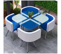 Space-Saving Modern Conference Table Set with Chairs Round/Square Design for Home Dining Reception Lounge & Living Room Furniture Perfect for Small Spaces