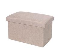 Space-Saving Modern Cotton Folding Cube Pouf Storage Ottoman for Living Room Entryway Hallway - Beige 38x38x38cm (15x15x15inch)