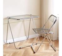 Space-Saving Modern Folding Tray Table & Chair Set - Versatile Gray Acrylic TV Tray with Stool for Living Room Bedroom Kitchen - Compact & Stylish Foldable Desk & Side Table