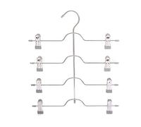 Space Saving Multi Skirt Hangers - 4-in-1 Multi Trouser Hanger with Adjustable Clips, Reliable Non Slip Grip, Metal Clip Clothes Hangers for Slack, Pants, Grey