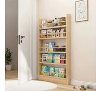 Space Saving Narrow Bookcase Behind Door 70cm Natural Pine Wood Storage nizer with Open Shelves Wall Mounted 5 Animal Design for Efficient Home Decor