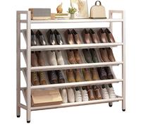Space-Saving Narrow Tilted Shoe Rack, Metal Slim Shoe nizer for Small Spaces & Corners, Ideal for Hallways, Entrances, Behind Doors & Closets (White, 90x)