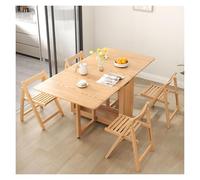Space-Saving Oak Folding Butterfly Dining Table Set with Hidden Storage Chairs Compact Drop Leaf Design for Small Kitchens Apartments & Home Offices (140cm/55in)
