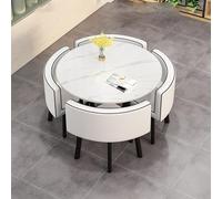 Space-Saving Office Reception Furniture Set - Round Table & 4 Chairs, Easy Assembly for Kitchen, Dining Room, Lounge & Living Room, Modern Design for Versatile Use
