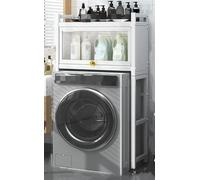 Space-Saving Over-the-Washer Storage Shelf - Multifunctional White Bathroom Cabinet with Multi-Layer Organizer 70x25x134.5 cm Ideal for Maximizing Space & Decluttering Solutions