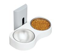 Space Saving Pet Dish - Elevated Double Feeding Bowl, Water and Food Bowl with Adjustable Height, Heavy Duty Pet Feeder, Cat Dog with Sleek Style, Feeding Accessory for Indoor Outdoor Pets