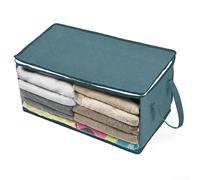 Space Saving Portable Nonwoven Storage Bag Organizer Box for Clothes, Quilts, Toys, Books Storage with Strong Bearing Capacity (Blue)