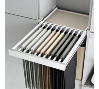 Space-Saving Pull-Out Trousers Rack Drawer Above Washing Machine, Quiet Aluminum Alloy Three-Section Slide, Adjustable Width 71-76Cm , Depth 56Cm W: 81，D: 56cm (22.04 In) W: 81 86cm（31.89 33.86 in）