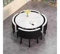 Space-Saving Reception Desk Furniture Set Round Table & 4 Chairs Easy Assembly for Kitchen Dining Room & Lounge - Modern Design for Small Spaces