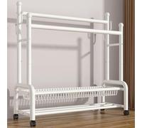 Space-Saving Rolling Garment Rack with Double Rod & Shelves - 80cm/31.5in Clothes nizer for Bedroom & Laundry, White - Versatile Sto Solut