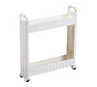 Space-Saving Rolling Storage Cart for Kitchen & Bathroom 10cm Wide with Baskets Pull-Out Utility Cart for Laundry & Tight Spaces 2-Layer Design