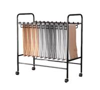 Space-Saving Rolling Trousers Rack, Metal Pants Display Stand with Wheels, Floor Standing Closet Organizer, 75cm Black Garment Hanger for Efficient Storage