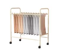 Space-Saving Rolling Trousers Rack, Metal Pants Display Stand with Wheels, Floor Standing Closet Organizer, 75cm White Garment Hanger for Easy Storage