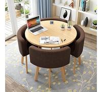 Space-Saving Round Dining Table Set for 4 - Compact Chairs Ideal for Office Café Home Living Room Balcony Small Meetings & Break Rooms