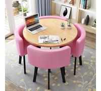 Space Saving Round Dining Table Set for 4 Faux Marble Top & Metal Chairs Ideal Kitchen & Office Conference Table for Small Apartments Stylish & Durable Design