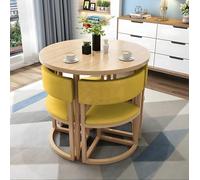Space Saving Round Dining Table Set for 4 Low Dining Table for Living Room Kitchen Conference Room Compact Table and Chairs Combo A35